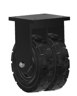 Kolo črna elastična guma za težje obremenitve 607A; 250x84x84mm (3.00-4), s fiksno ploščo, kroglični ležaj